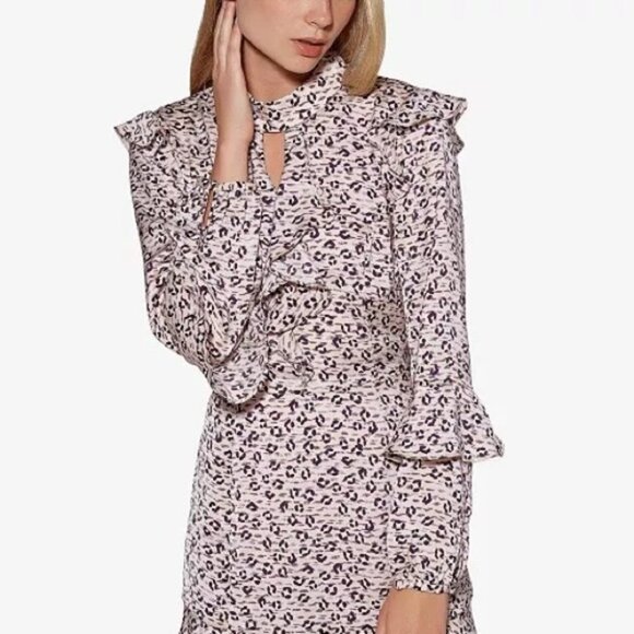 Avec Les Filles Leopard Ruffled Fit & Flare Dress - Picture 5 of 11